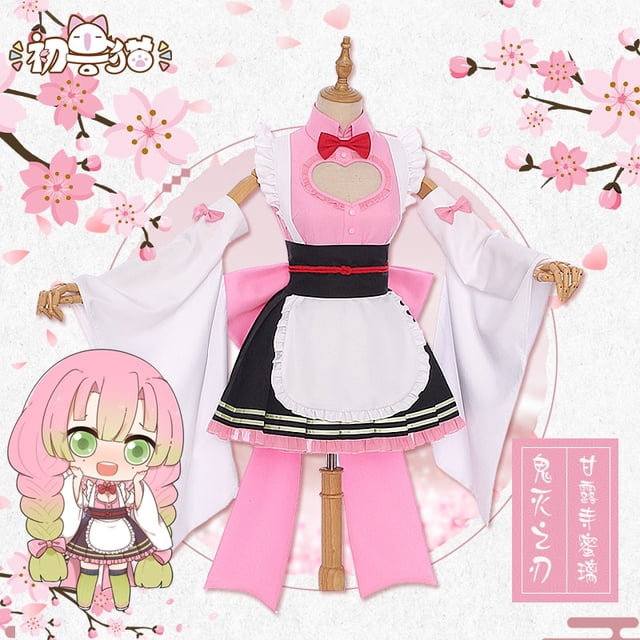 Demon Slayer Kochou Shinobu Kamado Nezuko Kanroji Mitsuri Kibutsuji Muzan Kimono Maid uniformes Cosplay disfraz Lolita falda Sexy