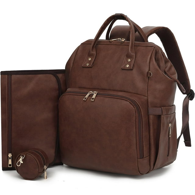 Mochila Okie Dokie Pañalera de Cuero Vegano Impermeable ROSEGIN 42x24x36 cm
