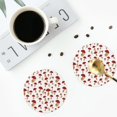 thumbnail image 4 of Honeii Red Mushroom print Leather Coaster Set of 4, ideal for safeguarding your furniture from drinks spills and effortless cleanup-Round Shape, 4 of 6