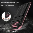 thumbnail image 4 of For Samsung Galaxy A42 5G Case, Heavy Duty Dual Layer Hybrid Rugged Shockproof Case with Kickstand Card Slot Protective Cover, Pink, 4 of 8