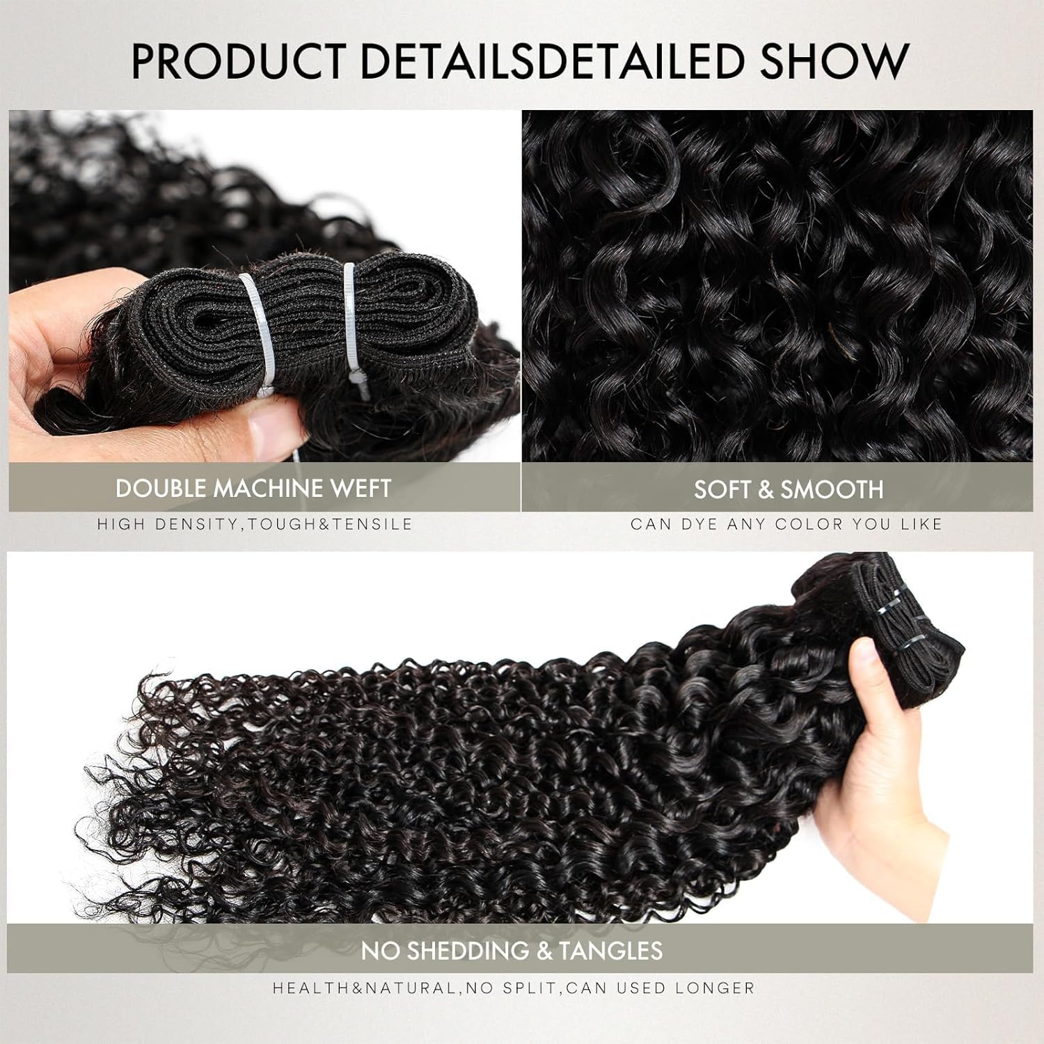 12A Brazilian Curly Water Wave Bundles 100% Virgin Unprocessed Human Hair, Natural Black Remy Wet and Wavy Extensions 22 22 22 Inch for Women
