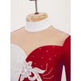 thumbnail image 5 of iEFiEL Kids Girls Gymnastics Acrobatics Jumpsuit Unitard Long Sleeve Rhinestone Sports Full Bodysuit Ballet Dance Leotard Burgundy 6, 5 of 7