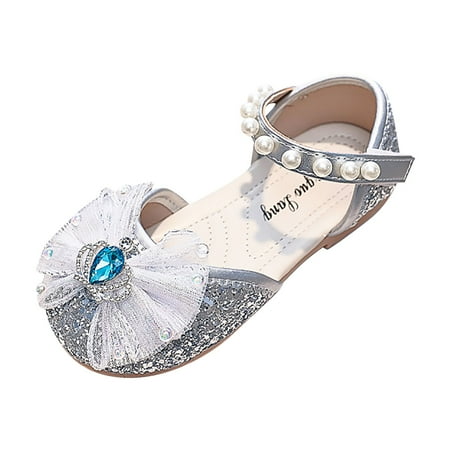 

Hwmodou Children Girls Flat Pearl Crystal Shoes Bow Princess Shoes Pu Leather Solid Color Girls Casual Shoes Closed Toe Sandals For Girls