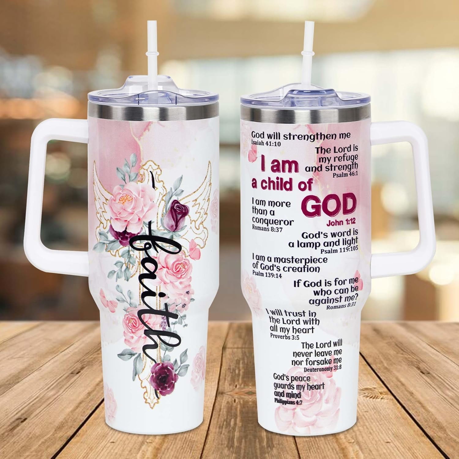 Christian 40 OZ Tumbler, Christian Gifts For Women Faith, Mother's Day, Birthday, Christmas Gifts for Women, Inspirational, Religious Gifts For Mom, Friend, Sister, Grandma, I Am A Child of God Cup