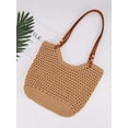 thumbnail image 3 of Gustave Crochet Tote Bag for Women Summer Mesh Beach Bag Casual Knit Woven Hobo Shoulder Bags Handbag Purse for Travel Picnic Vacation - Khaki, 3 of 8