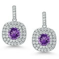 thumbnail image 2 of Gem Stone King Purple Amethyst Dangle Earrings for Women | 3.12 Cttw | Gemstone Birthstone | Round 6MM, 2 of 6