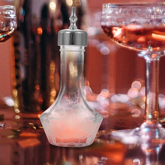 PTOOTP Decorative Silver Glass Bitters Bottle for Household and Party Bar Supplies