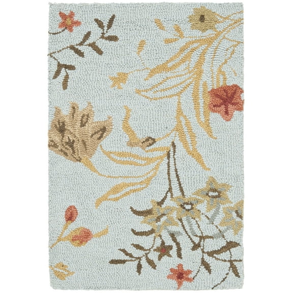 SAFAVIEH Blossom Kelly Floral Flower Wool Area Rug, Blue/Multi, 4' x 6'