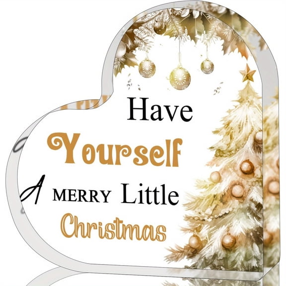 Heart Shaped Acrylic Christmas Plaque 3.9X3.9 Inch Holiday Decoration Christmas Gift for Children Home Tabletop Decor Festive Keepsake Highquality Durable Sign Christmas Decor
