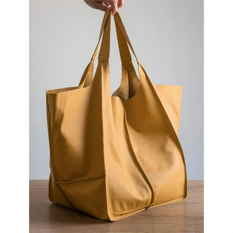 Large BROWN OVERSIZE Tote Bag Cognac Leather SHOPPER Bag 