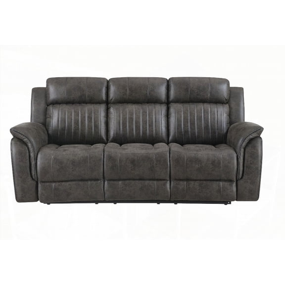 Modern Grey Reclining Sofa for Living Room - 220×80×75cm, 100% Polyester Fabric