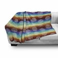 thumbnail image 3 of Aztec Soft Flannel Fleece Blanket, Hippie Boho Horizontal Stripes Background in Various Tones and White Dotwork Circles, Cozy Plush for Indoor and Outdoor Use, 50" x 70", Multicolor, by Ambesonne, 3 of 6
