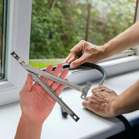 DINHEAROM Casement Window Limiter Steel Silver No Drill Installation 1Pcs 9.8X0.5X0.2in