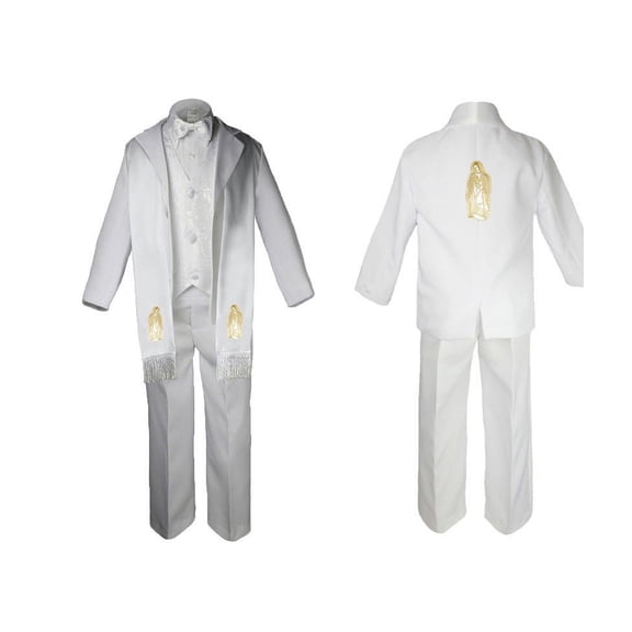 Baby Boy Christening Baptism White Paisley Suit Stole Back Mary Maria Sm-7