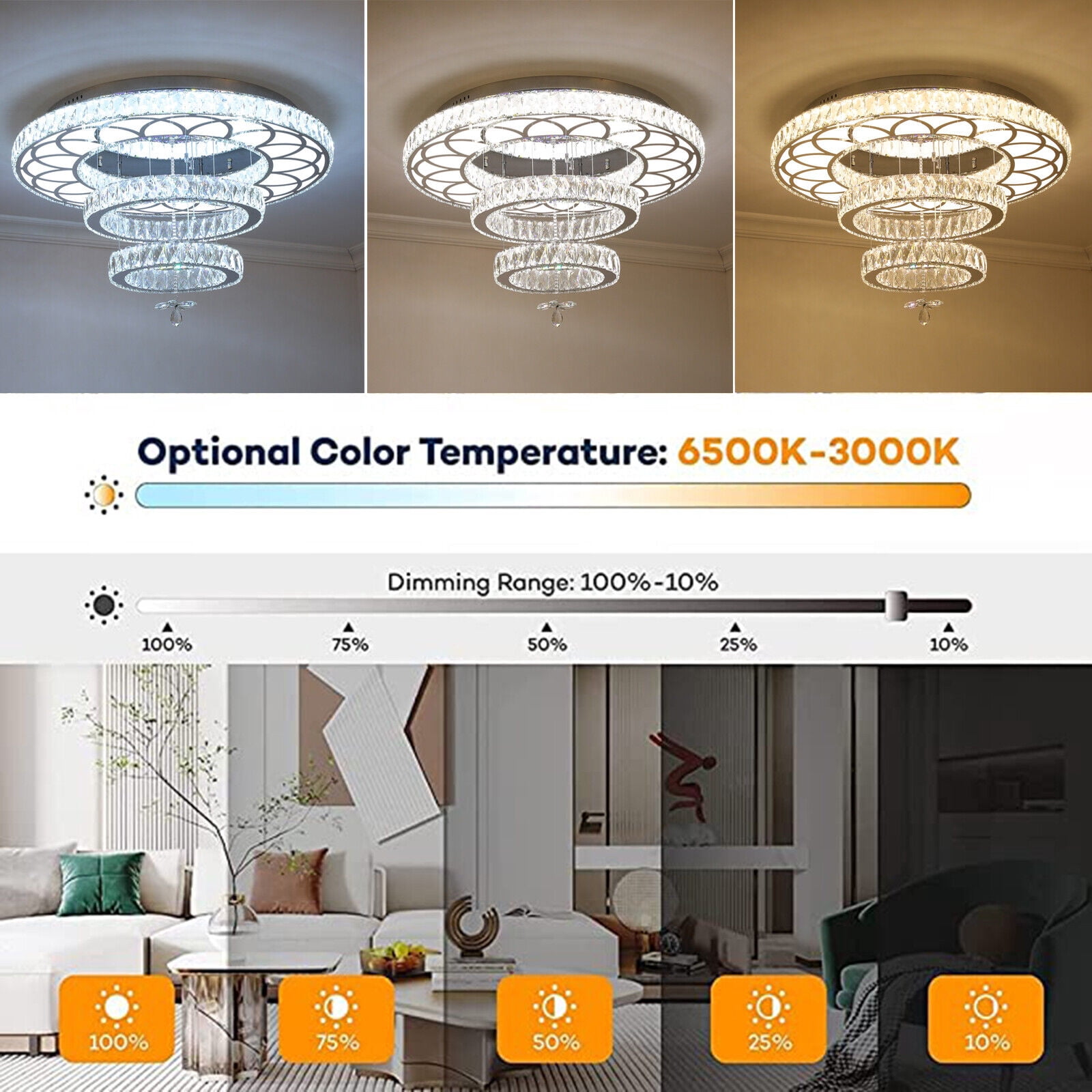 SHZICMY Modern Luxury Crystal Ceiling Chandelier Lamp Pendant Lights