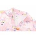thumbnail image 5 of Tebbis Satin Pajamas for Girls-Cute Pink Silky Short-Sleeved Set with Adorable Cat & Yarn Ball Print Size 8, 5 of 7