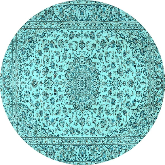 Ahgly Company Indoor Round Persian Light Blue Traditional Area Rugs, 4' Round