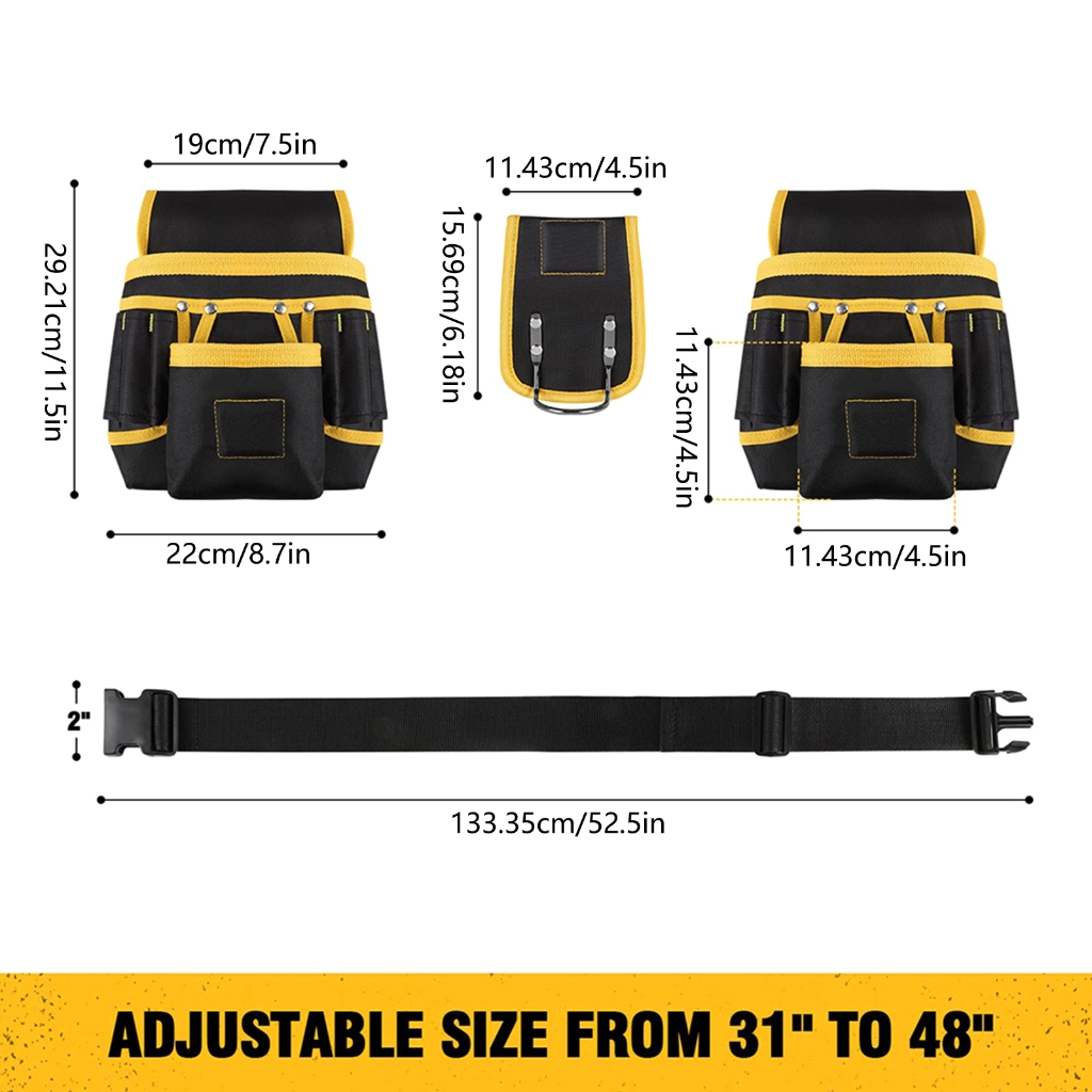 Oxford Cloth Tool Bag Set with Magnetic Belt Hammer Holder Nails Suction Tool Pouches Organizers Electrician Tool