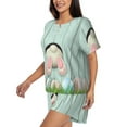 thumbnail image 2 of Lsque White Bunny Bottom And Easter Eggs Women's Short-Sleeved Pajama Set - 2 Piece Soft and Lightweight Sleepwear Set-X-Large, 2 of 9