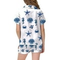 thumbnail image 3 of Tiijoy Girls Satin Pajama Set Ocean Print Button Down Short Sleeve Top Shorts, Sizes 2-3, 3 of 3