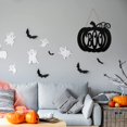 thumbnail image 3 of Letrero colgante de puerta de Halloween, letrero colgante de madera redondo, letrero colgante de pared de madera de Halloween para decoración de interiores y exteriores del hogar (estilo calabaza), 3 of 4