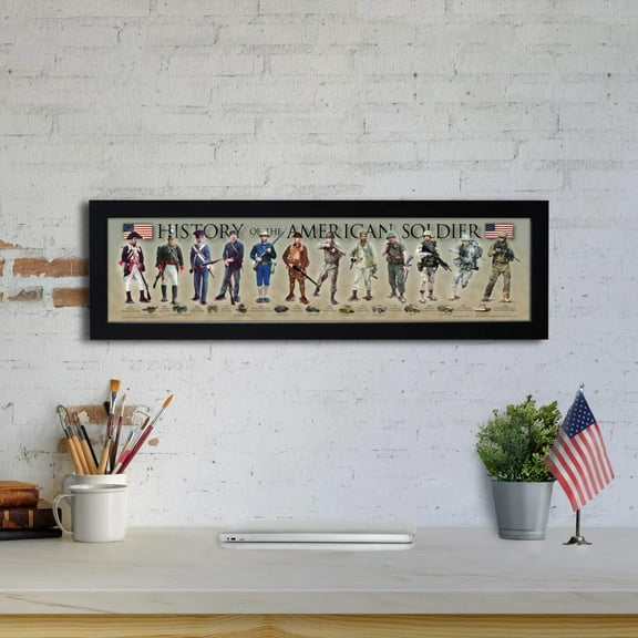 History of the American Soldier - Framed 1", printed with a matte finish, 6" x 24"