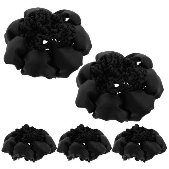 OUNONA Black Invisible Hair Net for Buns and Decor Elastic Styling Accessory 5Pcs
