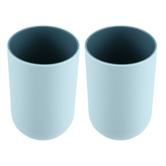 Unique Bargains 2Pcs Bathroom Cups Tumblers for Bathroom Bathroom Toothbrush Cup Blue 4.33''x2.76'' 350ml