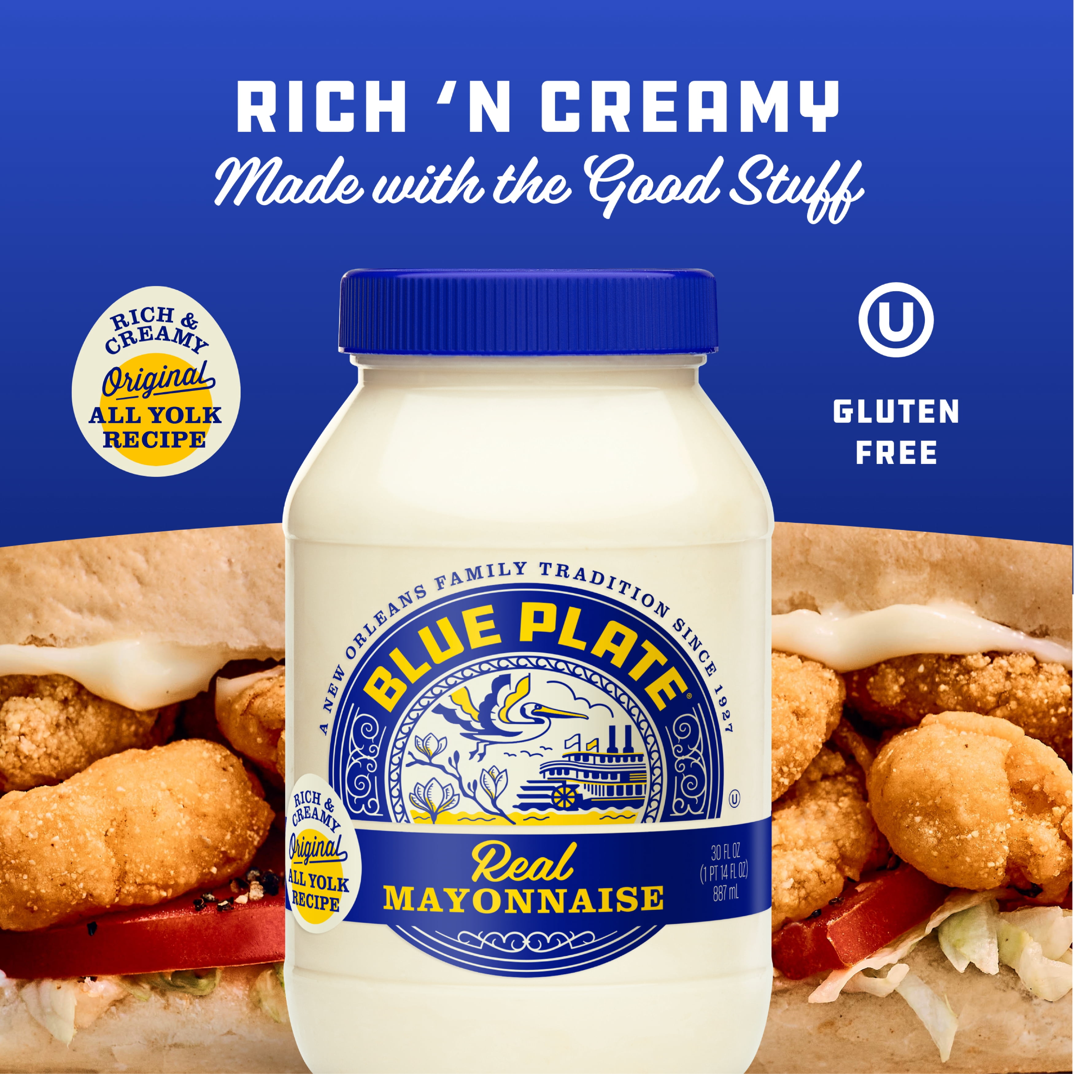 Blue Plate Real Mayonnaise, 128 fl oz Plastic Jar