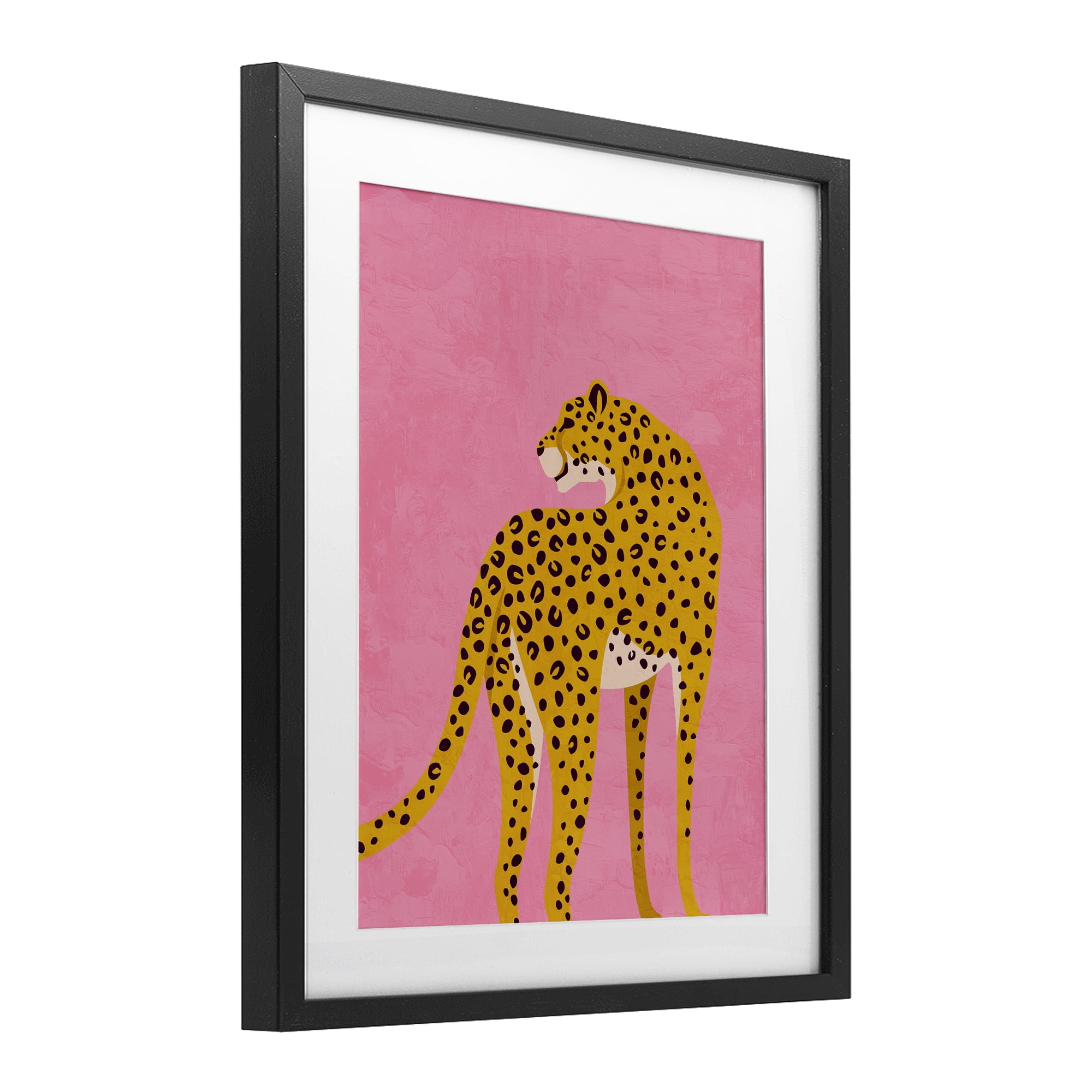 Stupell Industries Leopard on Pink Serenade Black Framed Print Under Glass, design by Kim Allen