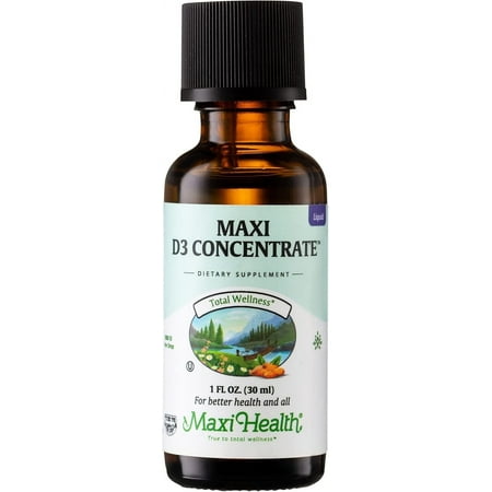 Maxi Health Vitamin D3 Concentrate – 1000 IU per Drop, Supports Bone & Immune Health, 1 fl oz