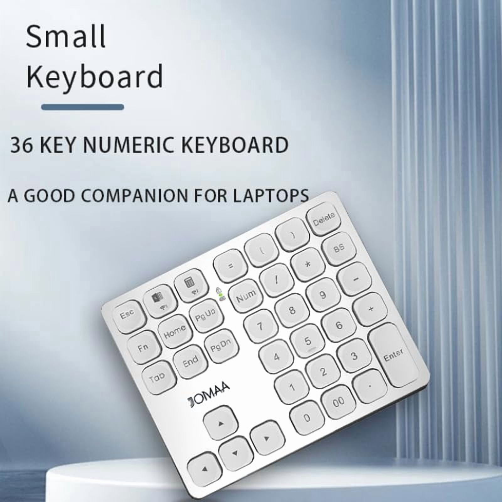 JOMAA Mini 36-keys Number Keyboard, Bluetooth Keypad, Num-pad for Laptop, Rechargeable Type-C
