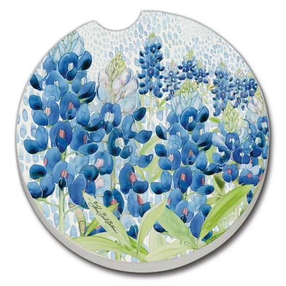 Thirstystone Blue Flowers Single Absorbent Coaster for Vehicle Cup Holder