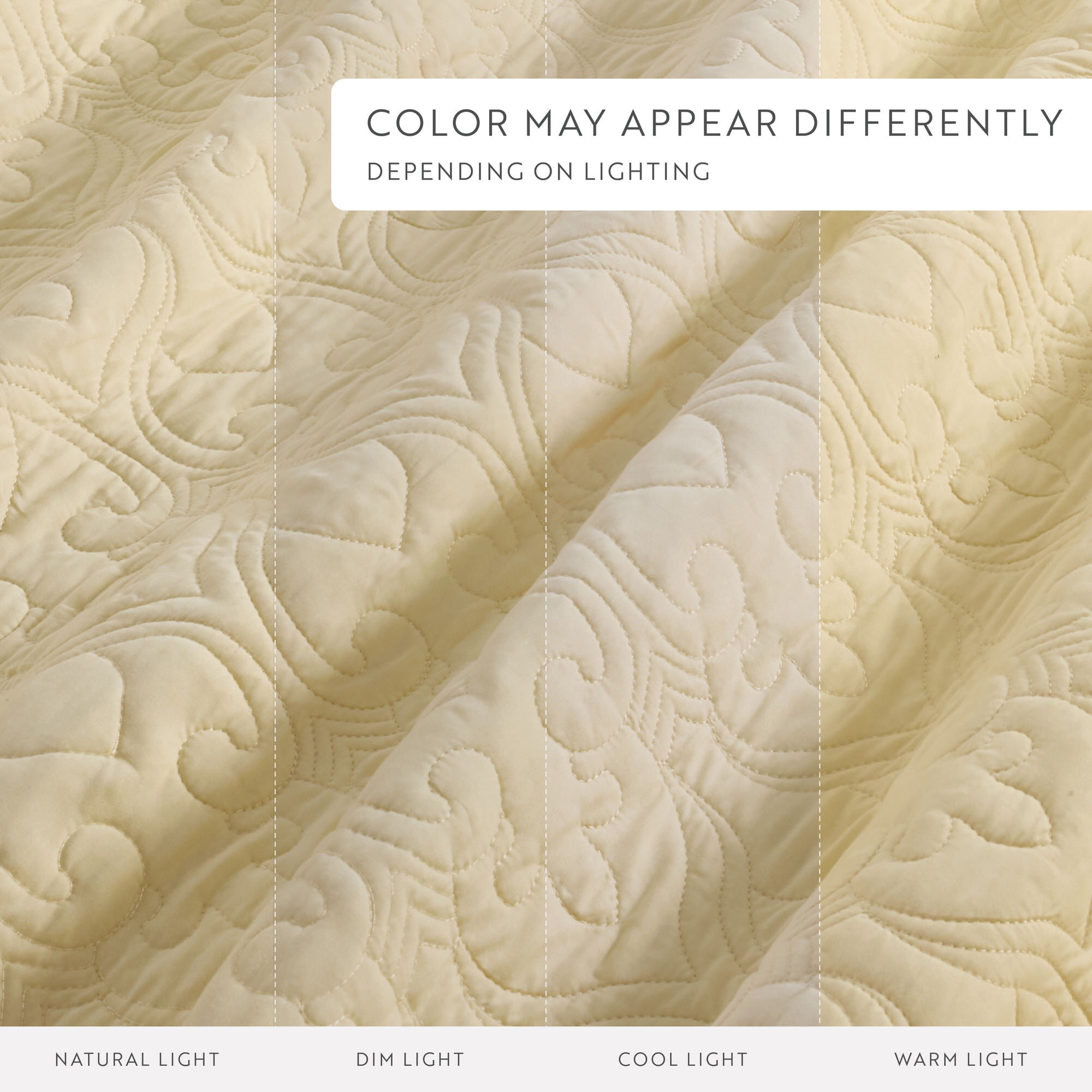 Noble Linens Yellow Damask Pattern Quilted Coverlet Set, King / CalKing