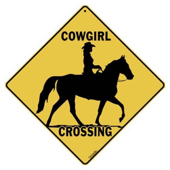 CROSSWALKS Cowgirl Crossing 12" X 12" Aluminum Sign X339