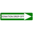 thumbnail image 1 of DONATION DROP-OFF Green Right Arrow 24 x 6 inch Aluminum Composite Sign, 1 of 4