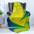 thumbnail image 4 of Modern Soft Flannel Fleece Throw Blanket, Vivid Vibrant Brazil Flag Colored Image Geometrical Details Artwork, Cozy Plush for Indoor and Outdoor Use, 60" x 80", Pale Green and Dark Blue, by Ambesonne, 4 of 5