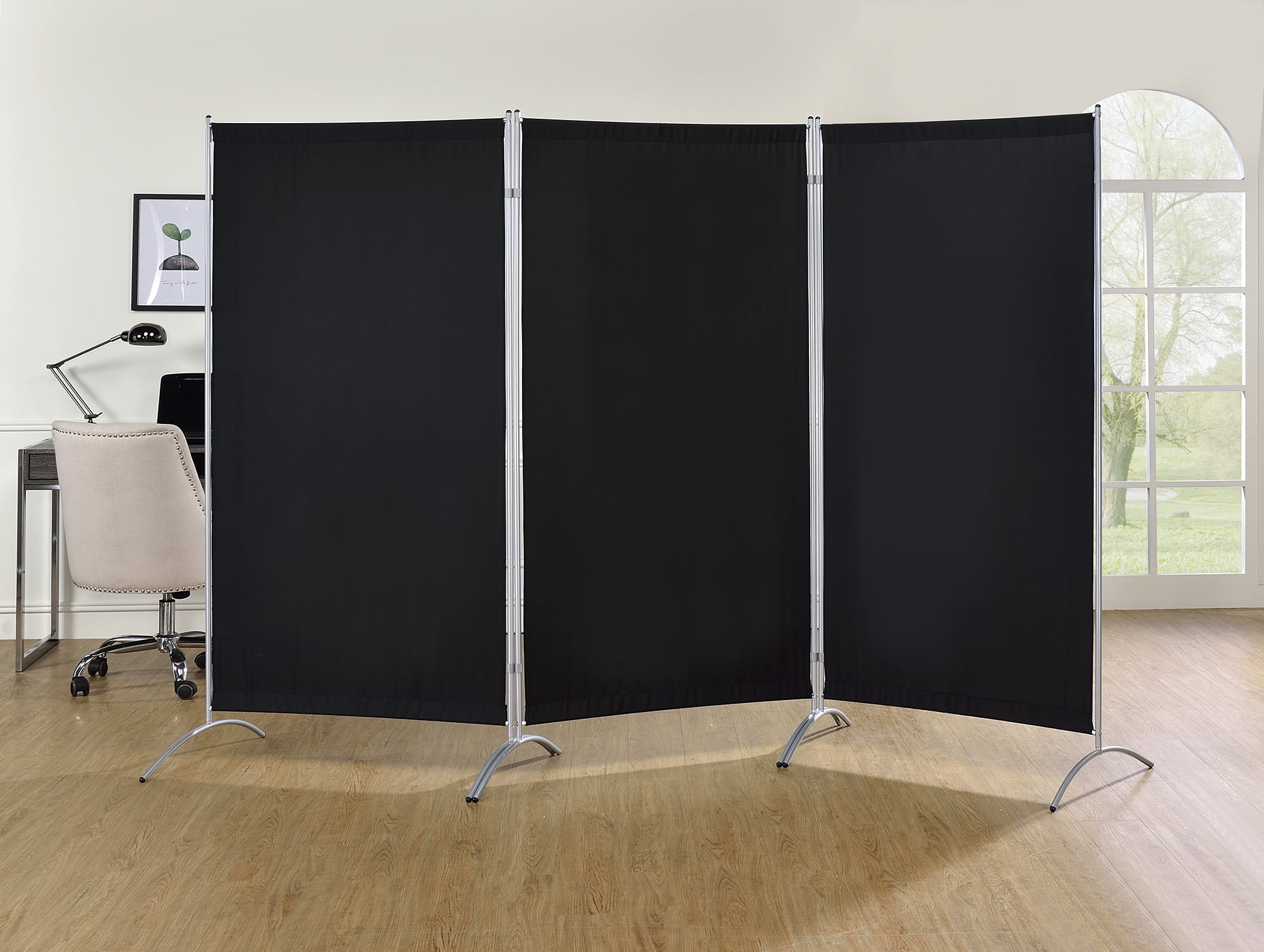Proman Products Galaxy Indoor 3 Panel Room Divider, 71" Tall, Black