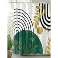 thumbnail image 2 of Green Gold Leaf Black Circle Shower Curtain, Boho Mid Century Bathroom Decor Curtains Set with Hooks, Waterproof Fabric Home Accessories， Stall 36 X 78 Inch, 2 of 6