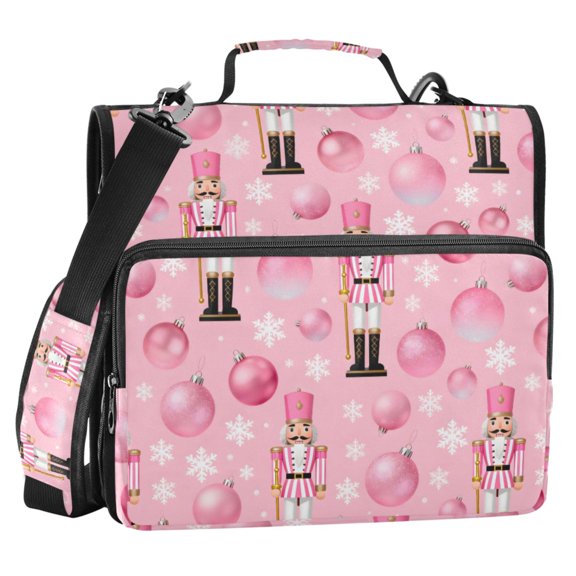 ALAZA Zipper Binder Christmas Ball Nutcracker 2 in 3 Ring Trapper Keeper 500 Sheet Capacity File Folder Organizer Bag