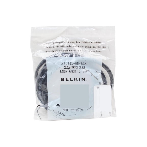 Belkin A3L791-05-BLK 5 ft. Cat 5E Black Network Cable