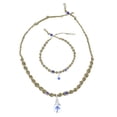 thumbnail image 1 of Fablinks Mushroom Glass Pendant Hemp Choker and Hemp Anklet Set - Bohemian Jewelry Anklet Bracelet and Necklace Set - Braided Anklets for Women and Men - Psychedelic Mushroom Jewelry (Blue), 1 of 3