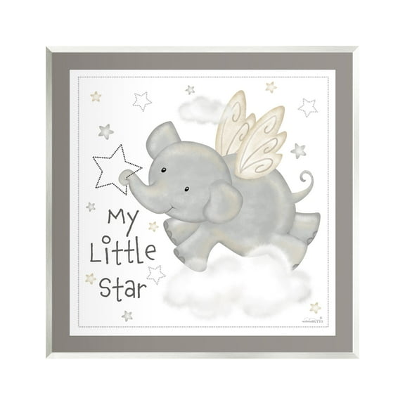 Stupell Industries My Little Star Elephant Animals & Insects Painting Unframed Art Print Wall Art, 12 x 12