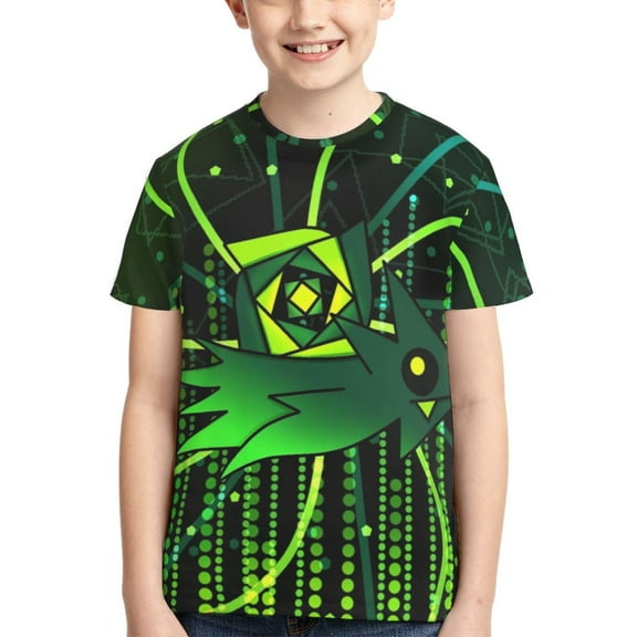 Geometry Dash Kids T-Shirt 3d Printed Graphic T-Shirts Boys And Girls Short Sleeve Shirts For Youth Kids Small