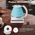 thumbnail image 6 of Ultrathin Silicone Travel Foldable Electric Kettle Variable Temperature Control with Travel Bag, Dual Voltage & Auto Shut off & Boil Dry Protection & Keep Warm, 555ML 100-240V US Plug, 6 of 7