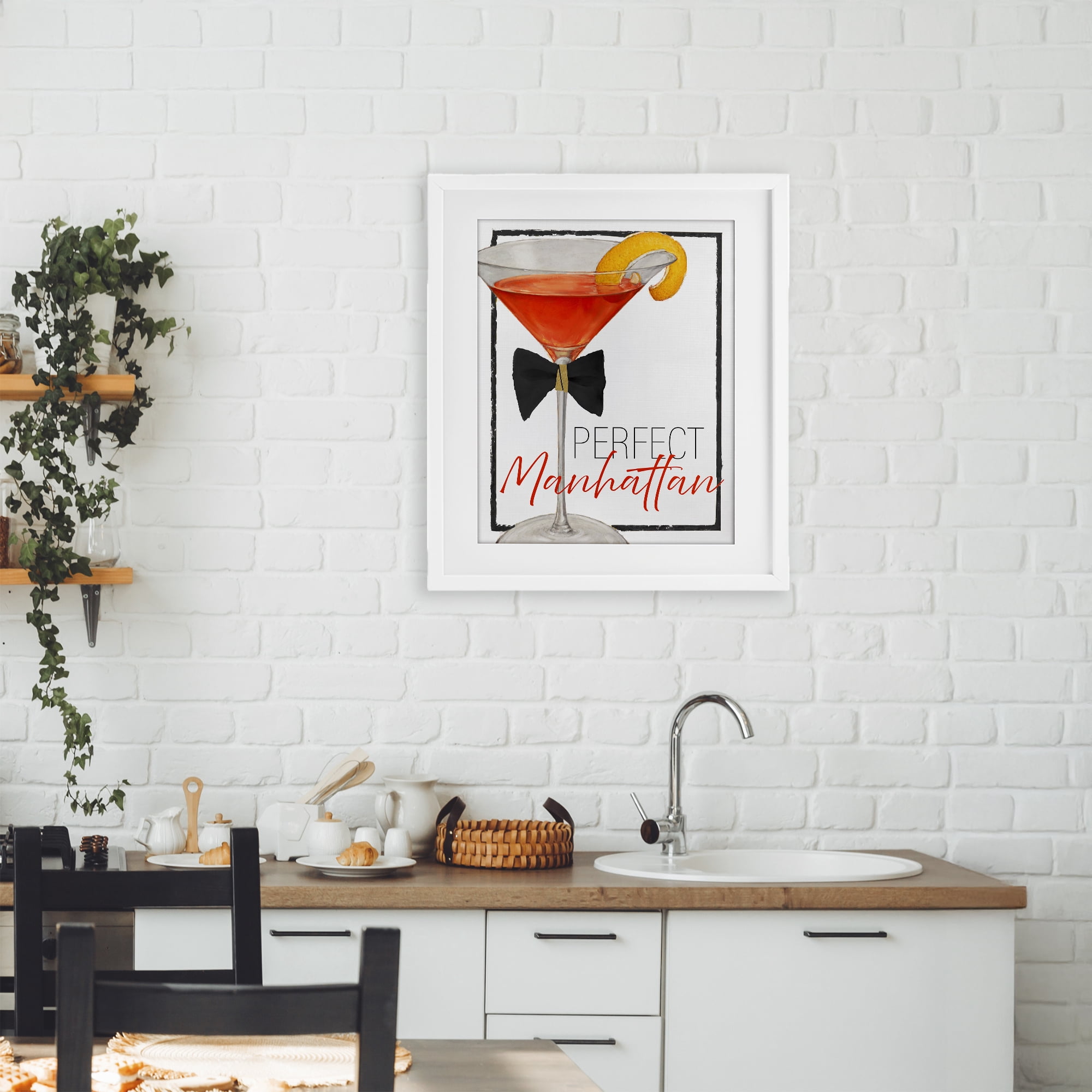 Stupell Industries Perfect Manhattan Cocktail White Framed Print Under Glass, design by Lorenzo Collective