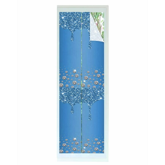 Window Privacy Film Modern Blue Stained Glass Window Film Decorative Sun Block Window Cover Abstract Diamond Luxury Gradient Window Clings Static Adhesive Sticker for Bathroom 23.6"x78.7"