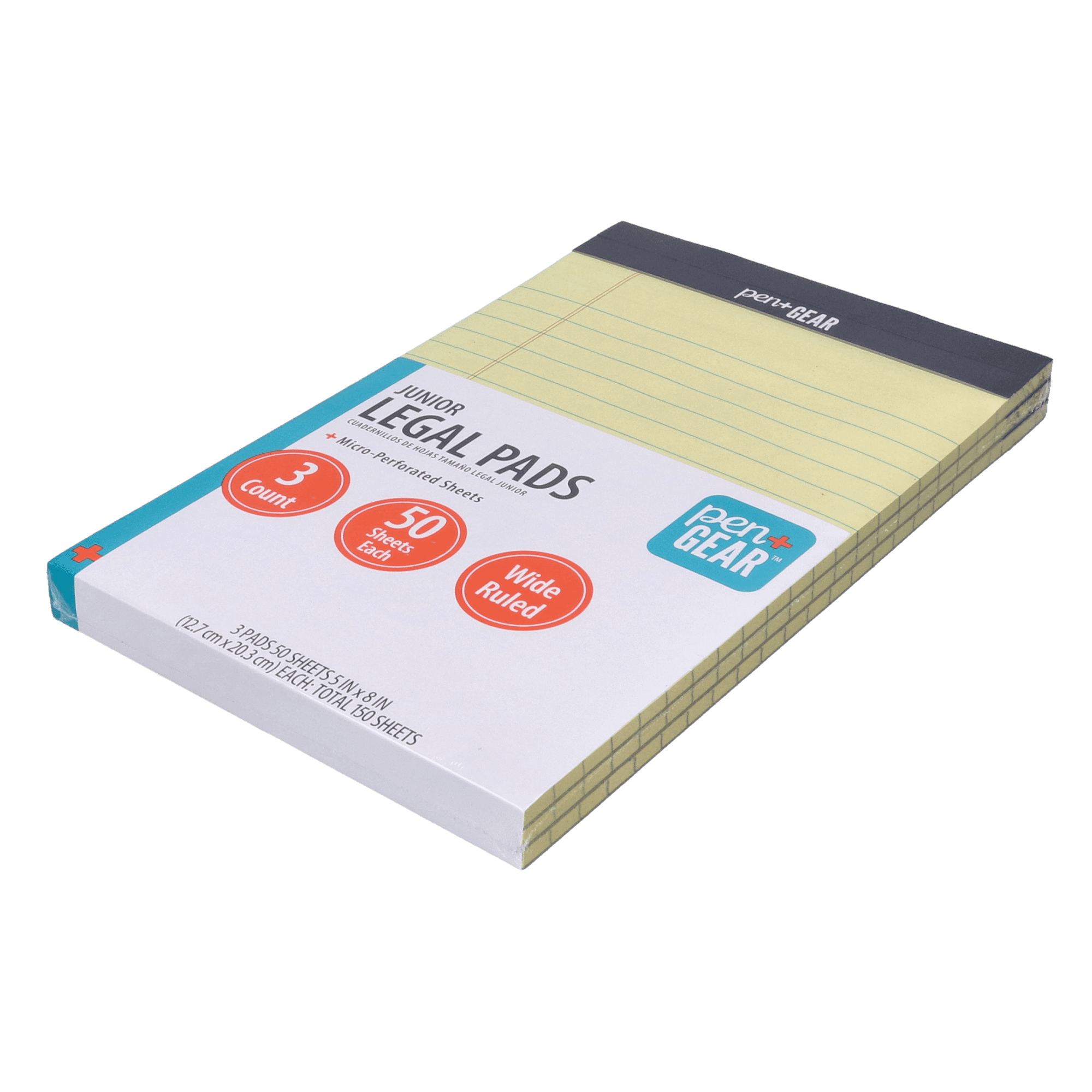 (10 pack) Pen+Gear Jr. Legal Pads, 3 Pack, Canary Paper, Wide Ruled, 50 Sheets, 5" x 8"