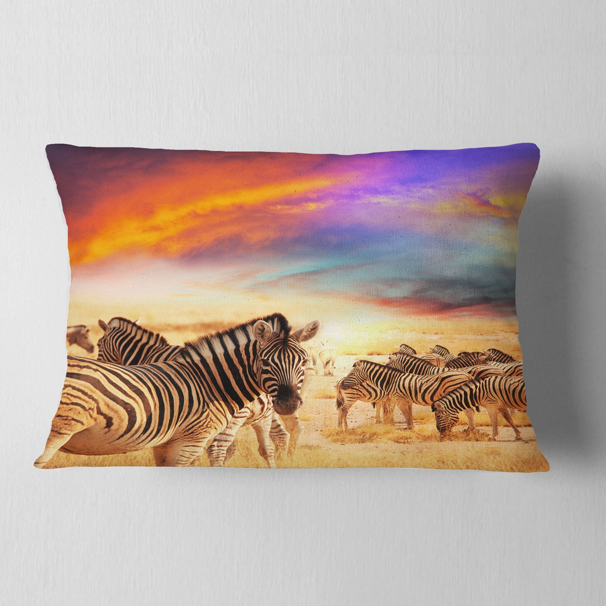 Designart 12" x 20" Brown Polyester Throw Pillow