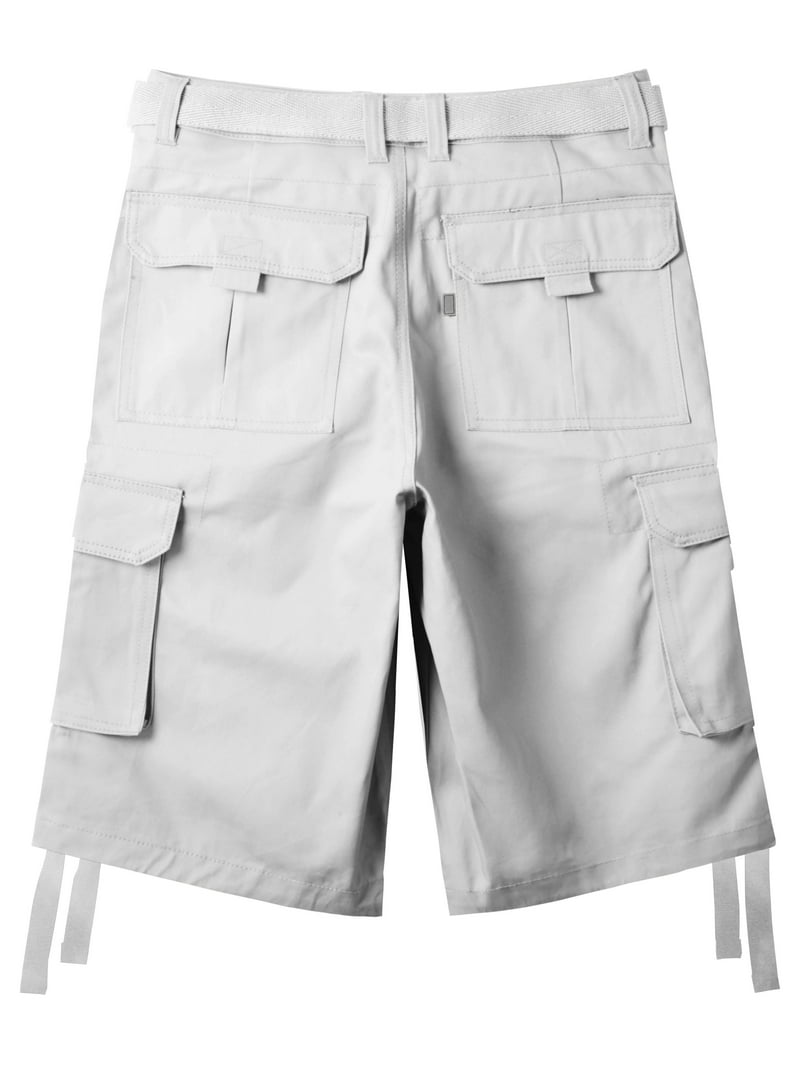 Pro Club Mens Cotton Twill Cargo Short Pants with Belt 30